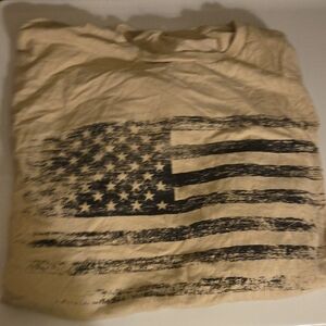 Beige T-Shirt with Distressed American Flag